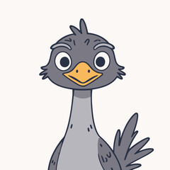 Cute Emu vector illustration of a for toddlers books