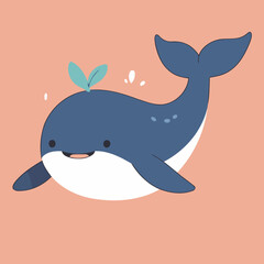Vector illustration of a cute Whale for children