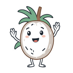 Vector illustration of a lovable Coconut for children's picture books