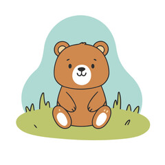 Cute Bear for kids' storybook vector illustration
