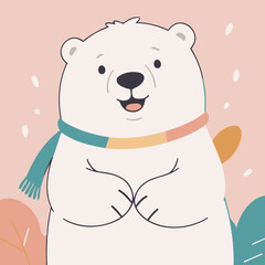 Vector illustration of an adorable Polarbear for young readers' books