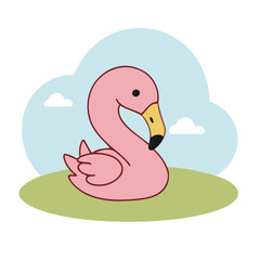 Cute FlamingoCloseup vector illustration for children