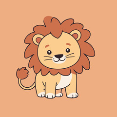 Cute vector illustration of a Lion for kids