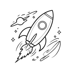 Cute Rocket for children's books vector illustration