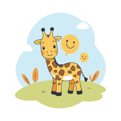 Vector illustration of a cute Giraffe for toddlers story books