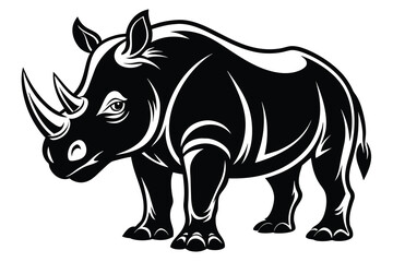 Set of rhino Silhouette Design Vector Illustration on white background