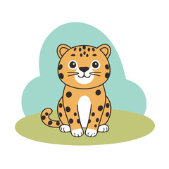 Vector illustration of a cute Cheetah for toddlers