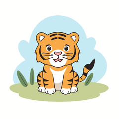 Cute Tiger vector illustration of a for toddlers books