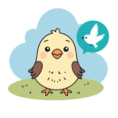 Cute Bird for children's literature vector illustration