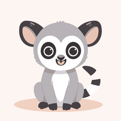 Cute vector illustration of a Lemur for early readers' delight