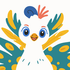 Cute Peacock for children book vector illustration