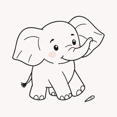 Cute Elephant for toddlers story books vector illustration