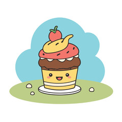 Vector illustration of a cute Cake for children