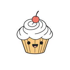 Cute vector illustration of a Cupcake for early readers' delight