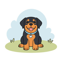 Cute Rottweiler vector illustration for children