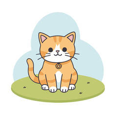 Cute vector illustration of a Cat for kids books