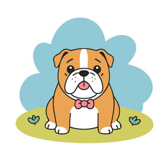 Fototapeta premium Cute Bulldog vector illustration for little ones' bedtime routines
