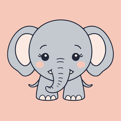 Vector illustration of an adorable Elephant for young readers' books
