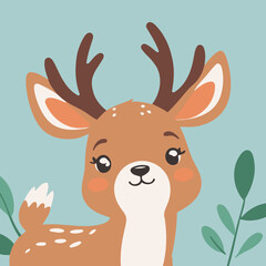 Cute vector illustration of a Deer for kids books