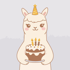 Cute vector illustration of a Alpaca for toddlers