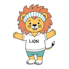 Cute Lion for toddlers' learning books vector illustration