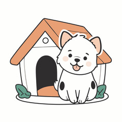 Vector illustration of a cute Doghouse for toddlers story books