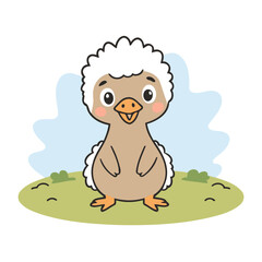 Cute Ostrich for kids vector illustration