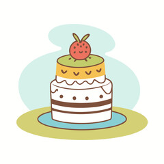 Vector illustration of a cute Cake for children story book