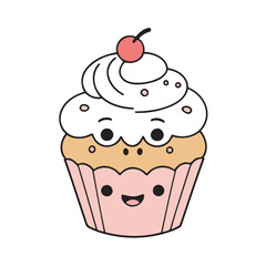 Vector illustration of a delightful Cupcake for early readers' enjoyment