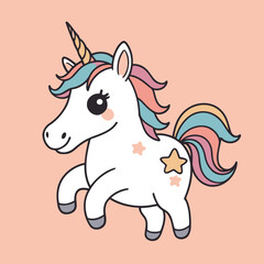 Cute vector illustration of a Unicorn for children story book