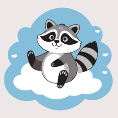 Vector illustration of a cute Raccoon for children