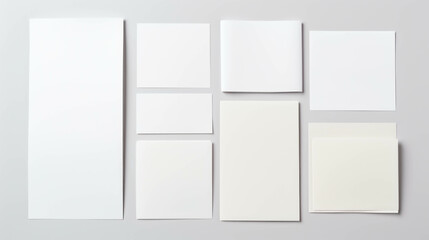 Set of blank white sticky paper notes reminder, Ripped papers, torn page pieces