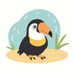 Cute Toucan for kids' storybook vector illustration