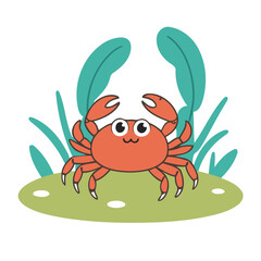 Cute vector illustration of a Crab for children's bedtime stories