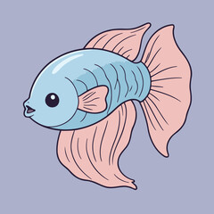Cute Betta for kids story book vector illustration