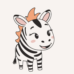 Cute vector illustration of a Zebra for toddlers' playful adventures