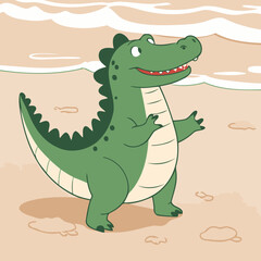 Fototapeta premium Cute Crocodile vector illustration for kids' adventure tales
