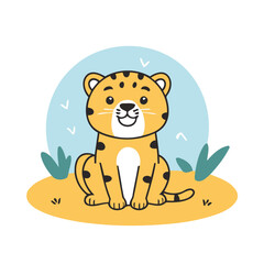 Vector illustration of a cute Cheetah for toddlers books