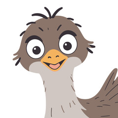 Cute Emu for toddlers books vector illustration