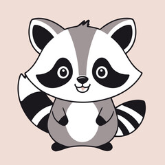 Cute vector illustration of a Raccoon for toddlers' playful adventures