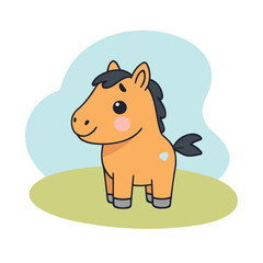 Vector illustration of an adorable Horse for young readers' books