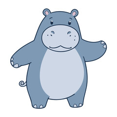 Fototapeta premium Cute Hippo for young readers' picture book vector illustration