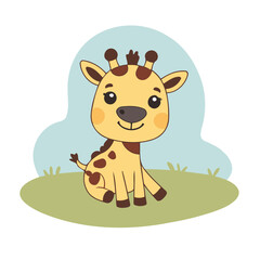 Vector illustration of an enchanting Giraffe for kids' storytelling