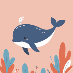 Cute Whale for kids' storytelling vector illustration