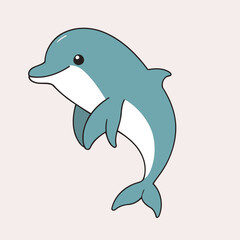 Fototapeta premium Cute Dolphin for toddlers vector illustration