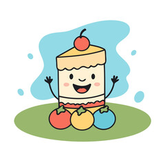 Cute Cake for children's bedtime stories vector illustration
