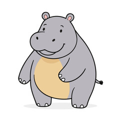 Cute vector illustration of a Hippo for children story book