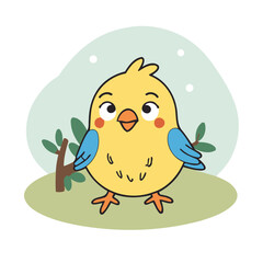Cute Bird for children book vector illustration