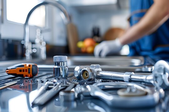A person working with tools on kitchen counter