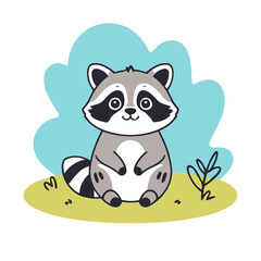Vector illustration of a delightful Raccoon for early readers' enjoyment